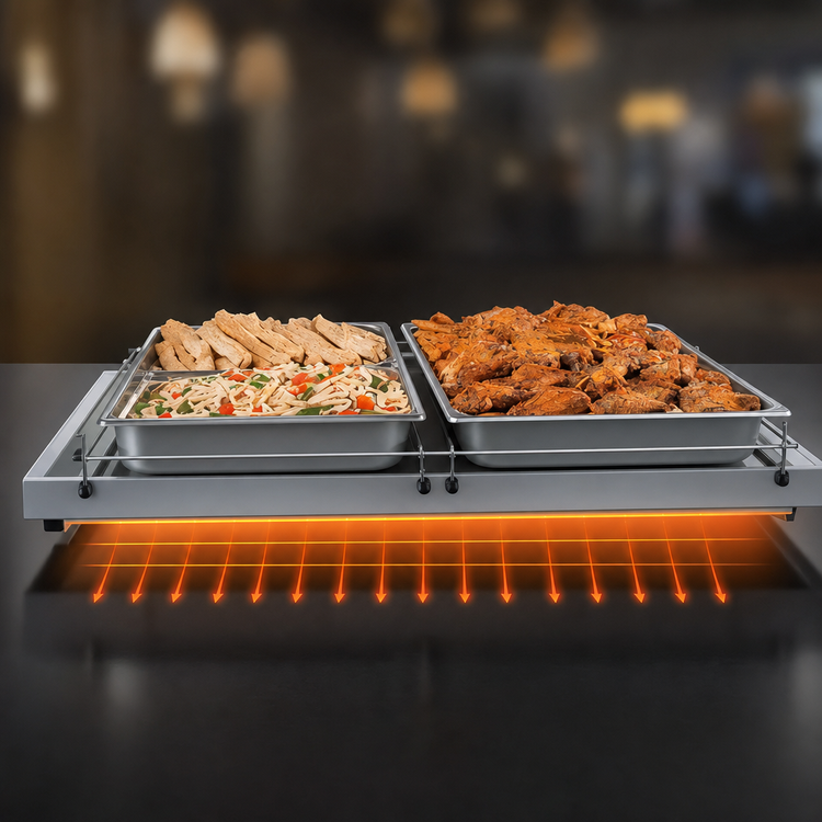 Product image #3 for Hatco Glo-Ray 72-Inch Freestanding Heated Shelf, 6-Inch Deep, Adjustable Thermostat