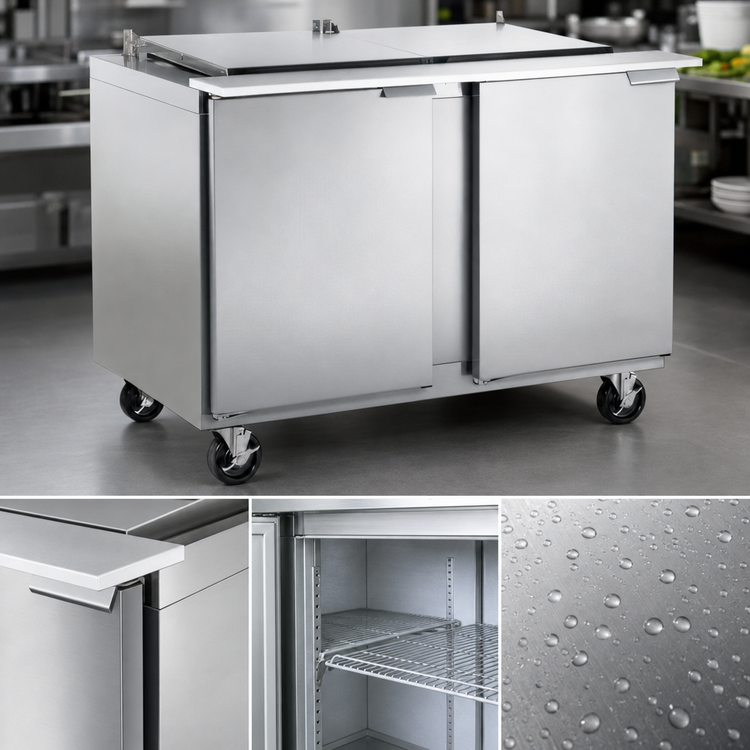 Product image #3 for Dealer's Choice UST4818-LL-SB Mega Top Compact Prep Table Refrigerator, 2-Section, 48 Inches Wide