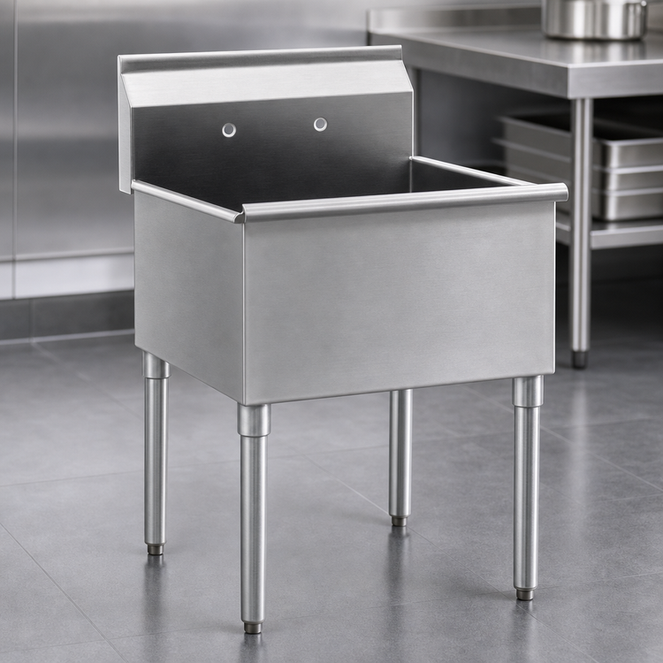 Product image #3 for Eagle Group One-Compartment Utility Sink, 19-3/8" x 25", 18" x 21" Bowl, 16-Gauge 304 Stainless Steel, Galvanized Legs