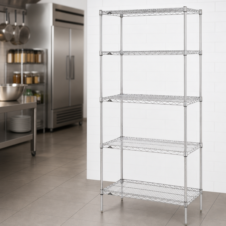 Product image #3 for Metro Super Erecta Stationary Starter Wire Shelving Unit, 24"W x 21"D x 74"H, 5 Shelves, Brite Finish
