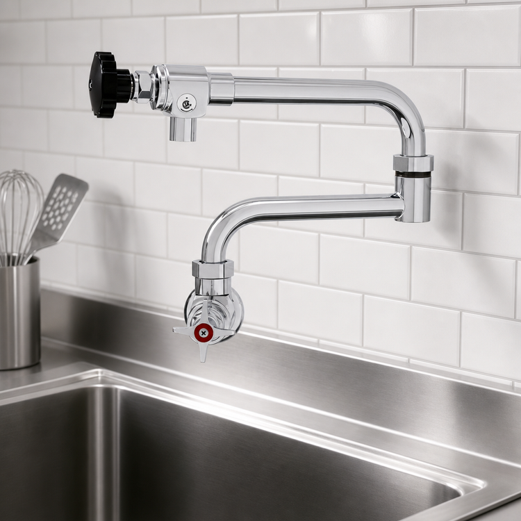 Product image #3 for Fisher 5730 Wall-Mount Single-Hole Faucet with 10 in. Control Swing Spout and 10 in. Double-Jointed Spout
