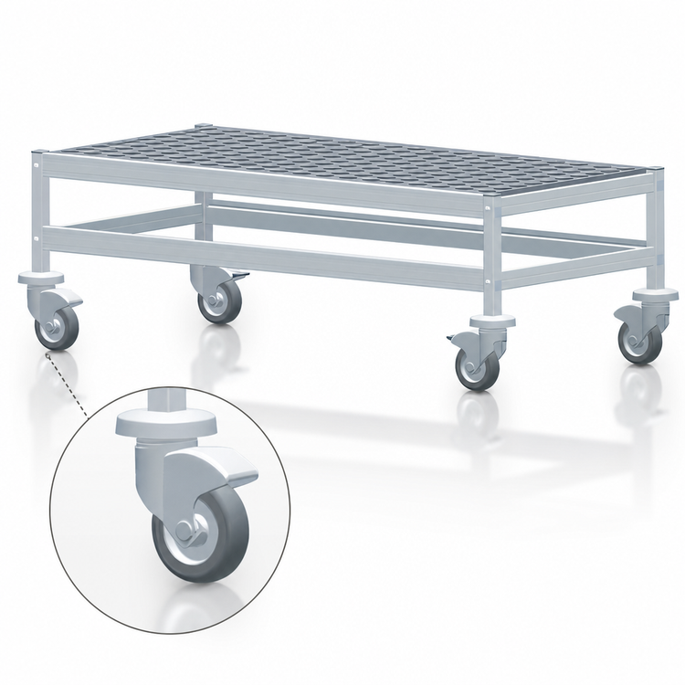 Product image #3 for Fermostock Mobile Aluminum Dunnage Rack with Casters, 35-Inch x 18-Inch x 17-Inch, 800 lb. Per Shelf