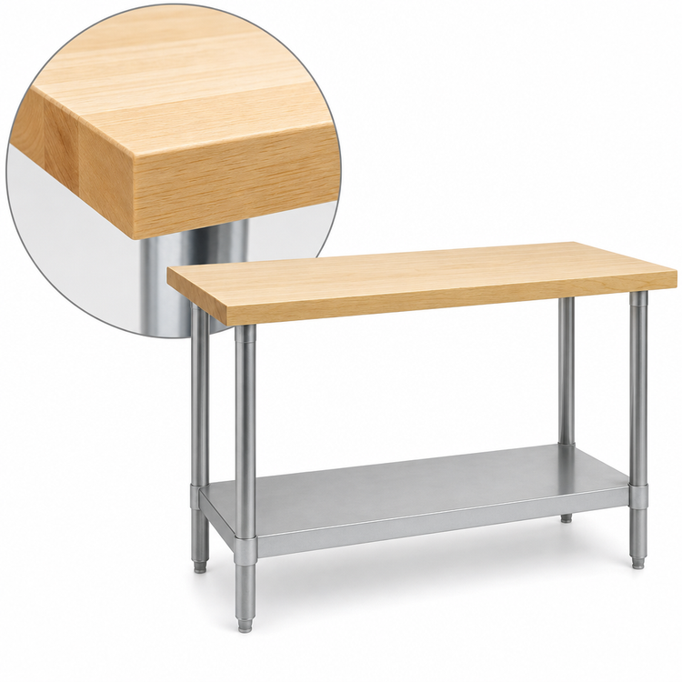 Product image #3 for Eagle Group 60-Inch x 30-Inch Hardwood Top Work Table with Open Galvanized Base and Undershelf
