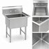 Thumbnail image #3 for BK Resources One Compartment Stainless Steel Sink, 21-Inch Wide, 16 x 20 x 12-Inch Bowl, 9-Inch Backsplash