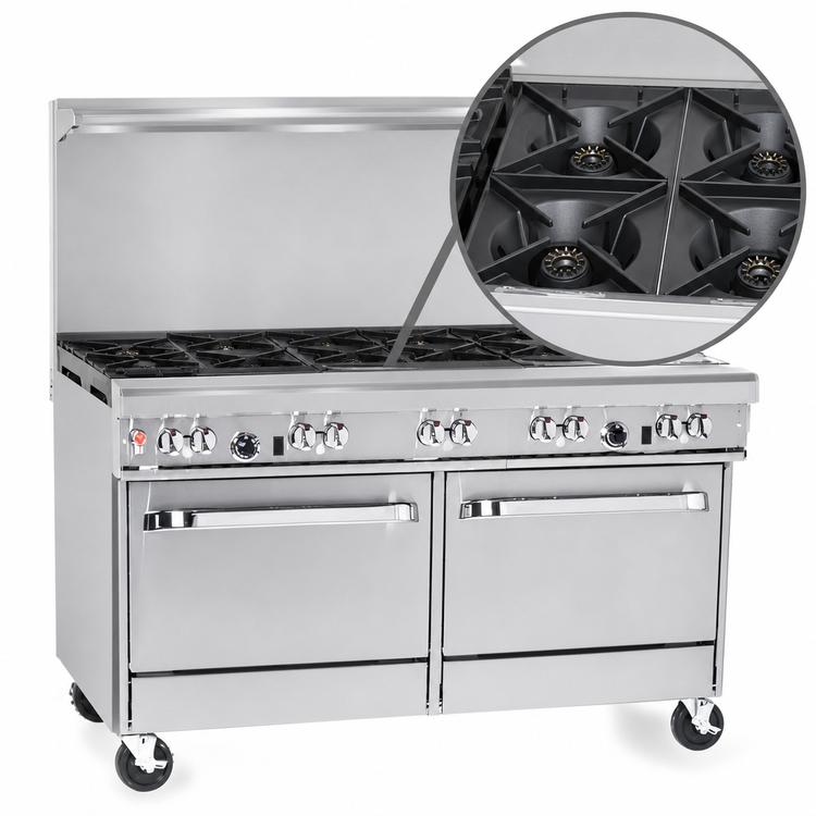Product image #3 for Southbend Ultimate 60-Inch Gas Restaurant Range with 6 Burners, 24-Inch Raised Griddle/Broiler, Convection Oven and Cabinet Base