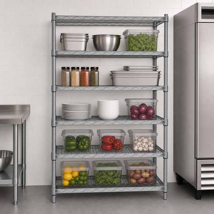 Product image #3 for Eagle Valu-Master 5-Tier Wire Shelving Starter Unit, 48" W x 18" D x 74" H, Pewter Gray Epoxy