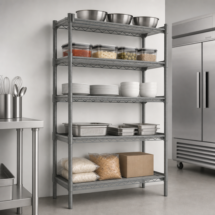 Product image #3 for Eagle Valu-Master 5-Tier Add-On Wire Shelving Unit, 30 x 21 x 86 Inches, Pewter Gray Epoxy