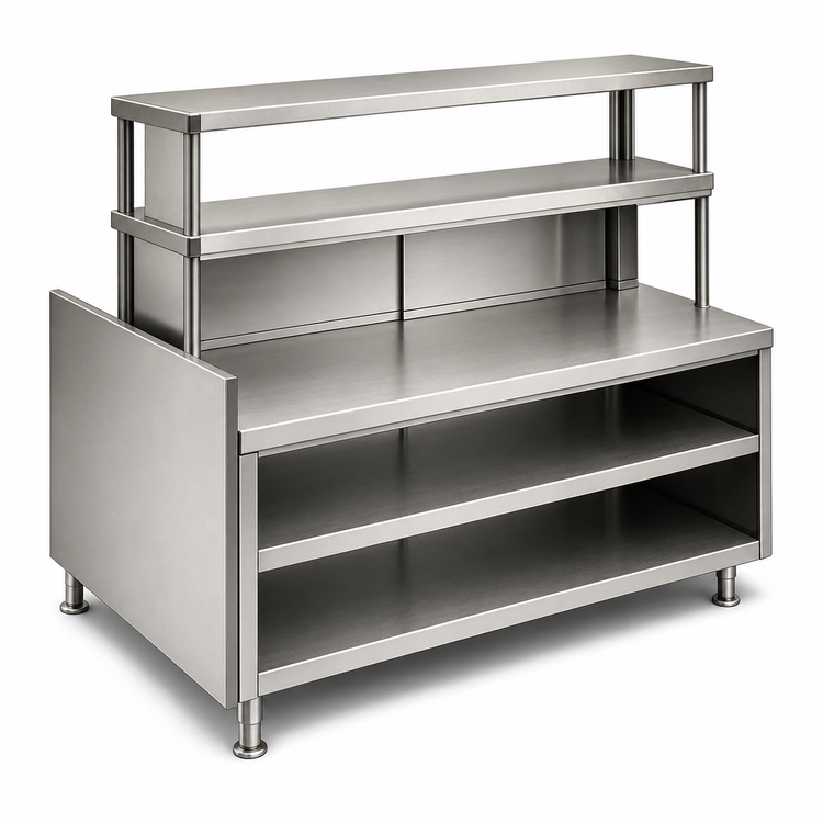 Product image #3 for Randell Modular Chef Service Counter Right Chef-Side Section, 99-1/2 Inches Wide, with Plate Storage Cabinet and Double Overshelf