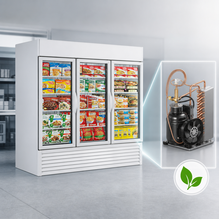 Product image #3 for True Three-Section Glass Door Low Temp Freezer Merchandiser, White