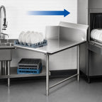 Thumbnail image #3 for BK Resources BKCDT-72-R 72-Inch Straight Left-to-Right Clean Dish Table, 18-Gauge 304 Stainless Steel, 10-Inch Backsplash, Galvanized Legs