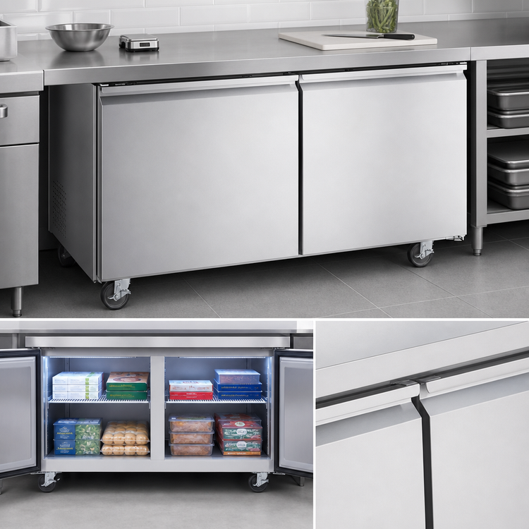 Product image #3 for Aurora 60-Inch Two-Section Undercounter Freezer, 15 Cu. Ft., Rear-Mount Self-Contained Refrigeration