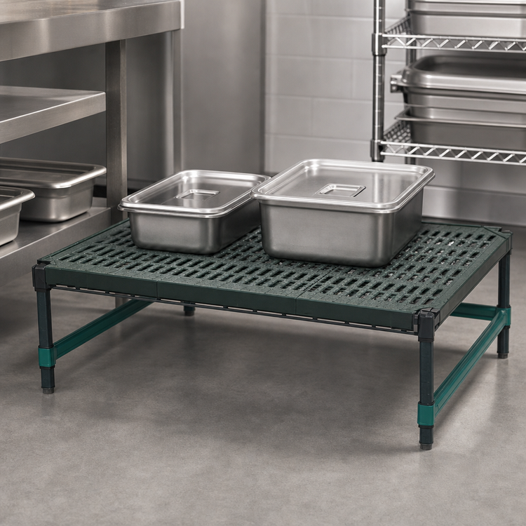 Product image #3 for QuadPlus Stationary Dunnage Rack with Louvered Polypropylene Mat, 48 x 18 x 14 Inches, 1000 Lb. Capacity