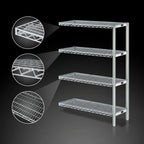 Thumbnail image #3 for Eagle Group EagleGard A4-74-2442E 4-Tier Add-On Wire Shelving Unit, QuadTruss Shelves, 42"W x 24"D x 74"H, Blue-Green Epoxy