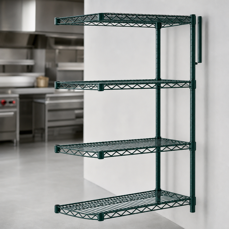Product image #3 for Eagle Group Valu-Gard 4-Tier Add-On Wire Shelving Unit, 36W x 24D x 63H, Green Epoxy Finish