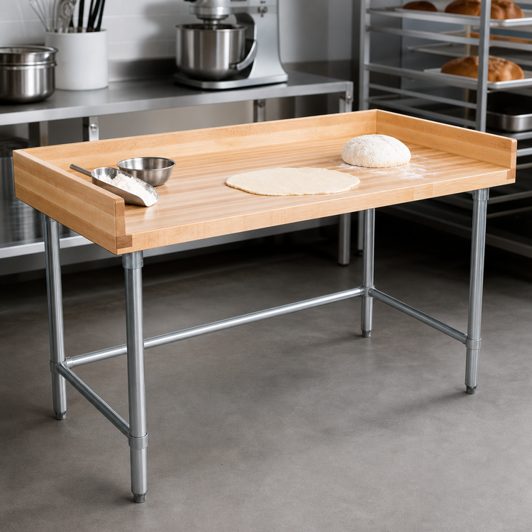 Product image #3 for John Boos 60 Inch x 24 Inch Baker's Top Maple Work Table with Stainless Steel Legs