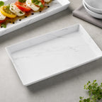 Thumbnail image #3 for American Metalcraft Naturals MWMEL23 Rectangular Melamine Serving Platter, 18 x 8-1/4 x 2 Inches, White Marble Pattern Case of 12