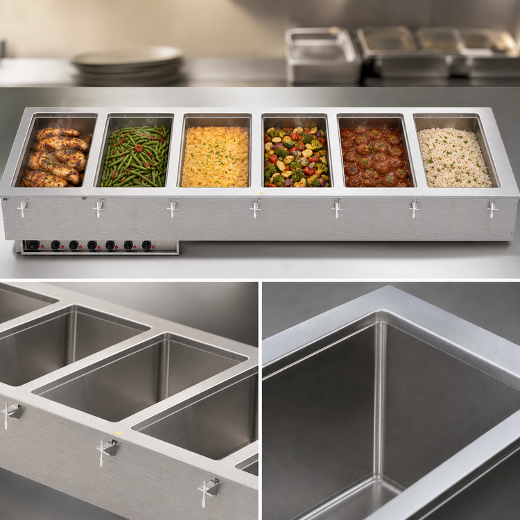 Product image #3 for Vollrath 6-Well Drop-In Electric Hot Food Well Unit with Individual Insulated 12" x 20" Wells, 316 Stainless Steel, 208V