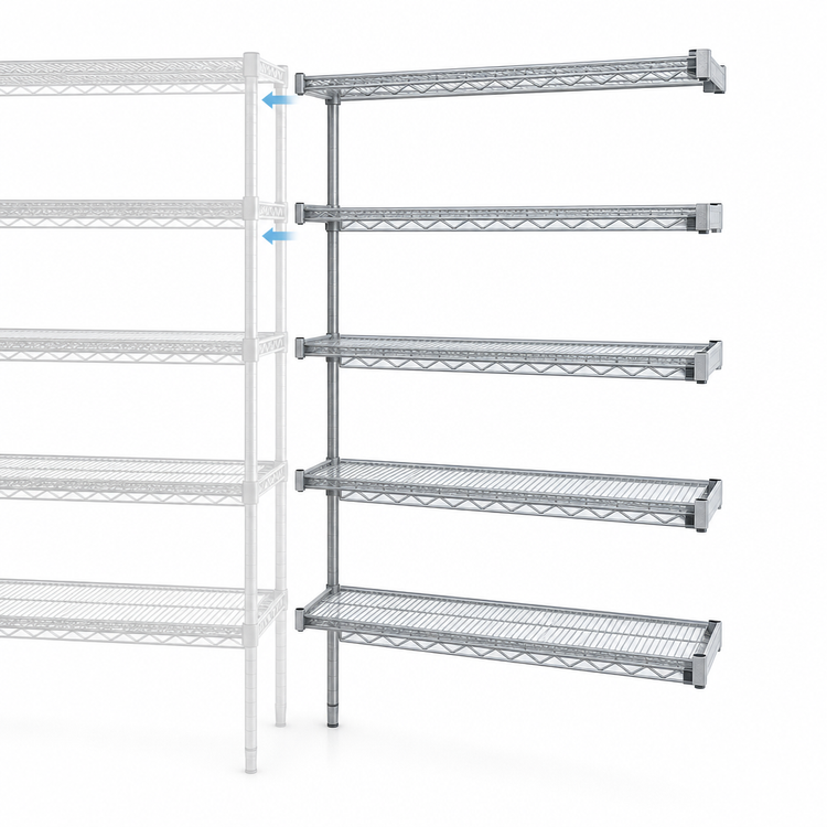 Product image #3 for EAGLEbrite 5-Tier Add-On Wire Shelving Unit, 48"W x 24"D x 86"H, Zinc Finish