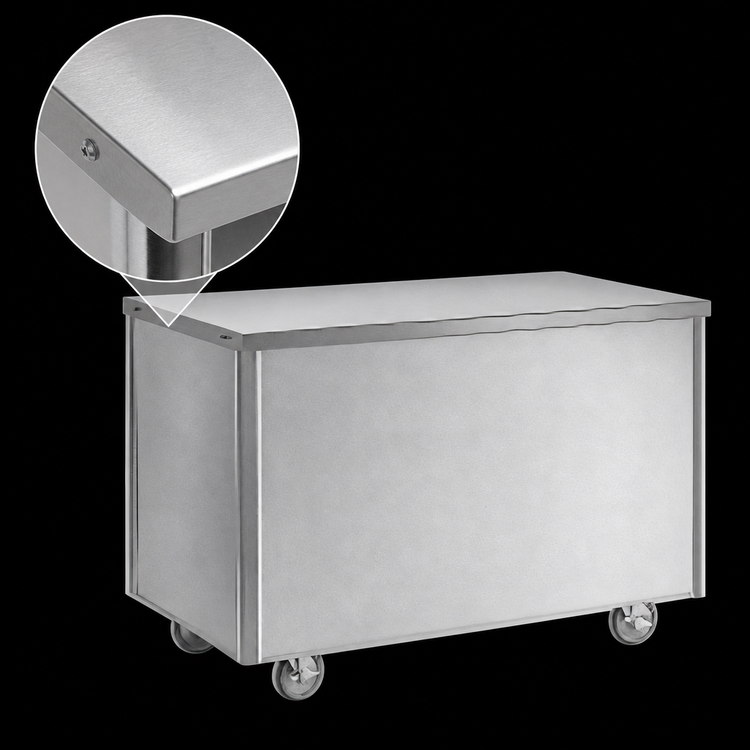 Product image #3 for Randell Mobile Stainless Steel Utility Serving Station with Enclosed Base, 24 x 30 x 35-1/2 Inches