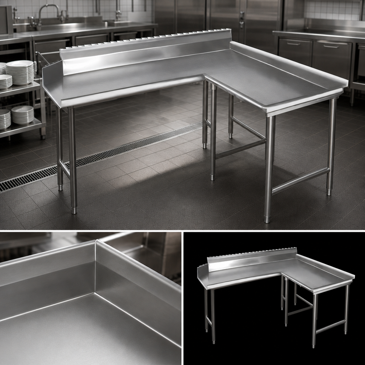 Product image #3 for Spec-Master 120-Inch Island Clean Dishtable, Right-Hand, 14/304 Stainless Steel