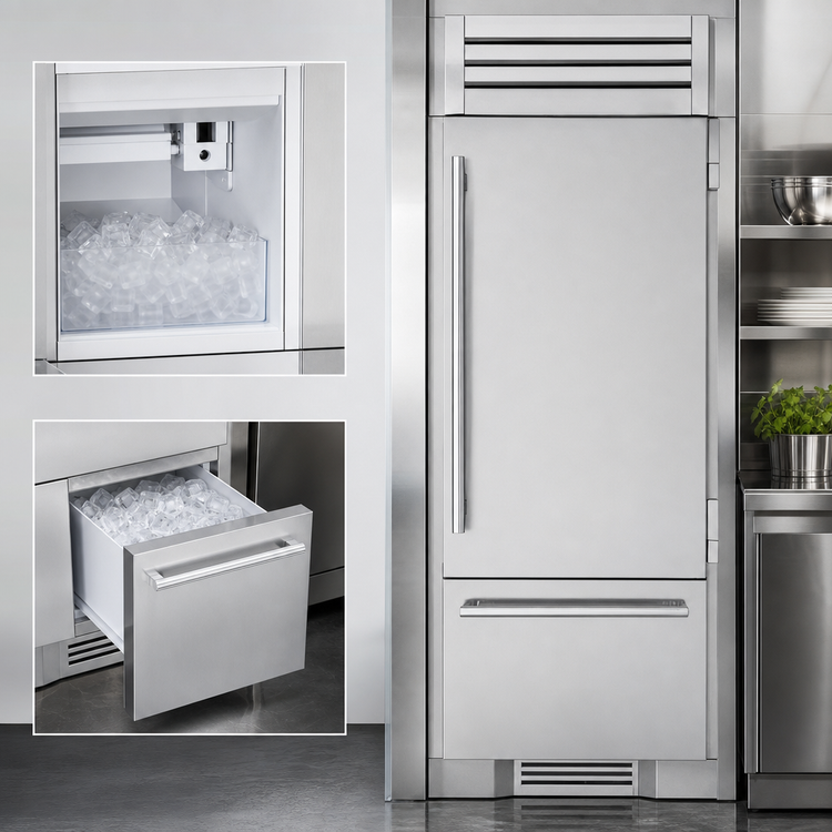Product image #3 for 30-Inch Upright 1-Section Reach-In Refrigerator/Freezer Column with Built-In Ice Maker, Stainless Steel
