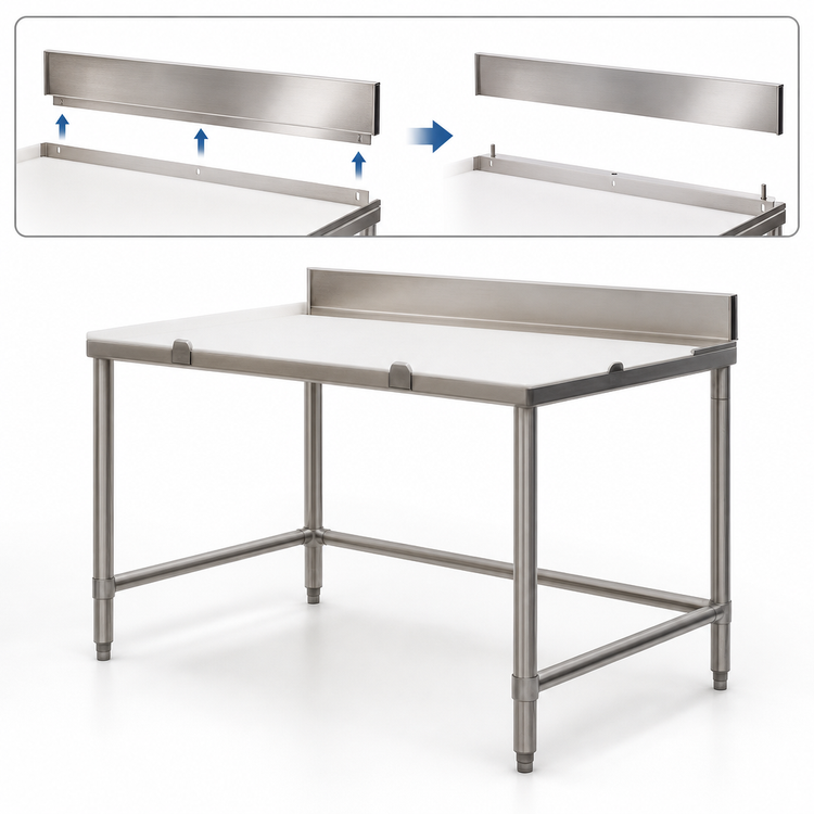 Product image #3 for 60" x 36" Poly Top Boning Table with Stainless Steel Base and 4" Backsplash