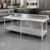 Thumbnail image #3 for 108-Inch x 30-Inch Stainless Steel Work Table with 5-Inch Backsplash and Adjustable Undershelf