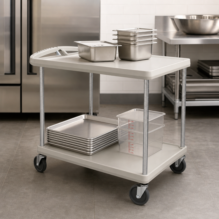 Product image #3 for Metro myCart Series 2-Shelf Open Base Polymer Utility Cart, 27-11/16 x 40-1/4 Inch, Gray