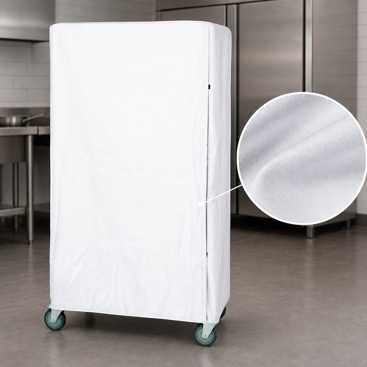 Product image #3 for Wire Cart Cover for 18 x 36 x 74 Inch Carts, 400 Denier White Nylon with Zipper Flap