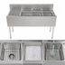 Thumbnail image #4 for Top Shelf 48-Inch Underbar Three-Compartment Stainless Steel Sink with Right Drainboard