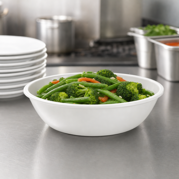 Product image #4 for Epicure 32 oz Round Melamine Vegetable Bowl, 8-1/4 Inch, White