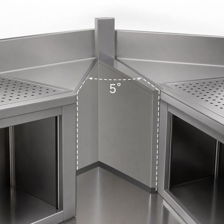 Product image #3 for Glastender Underbar Inside Wedge Corner Drainboard, 5° Angle, 24-Inch Deep, No-Leg, Stainless Steel