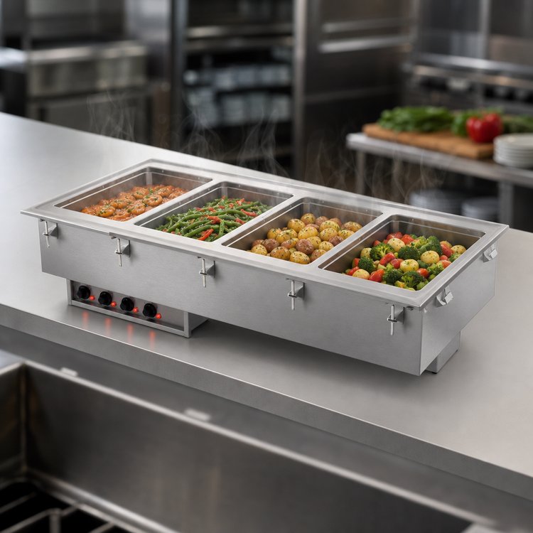 Product image #3 for Vollrath Four-Well Drop-In Electric Hot Food Well for Full-Size Pans, Thermostatic, Wet Operation, 208-240V