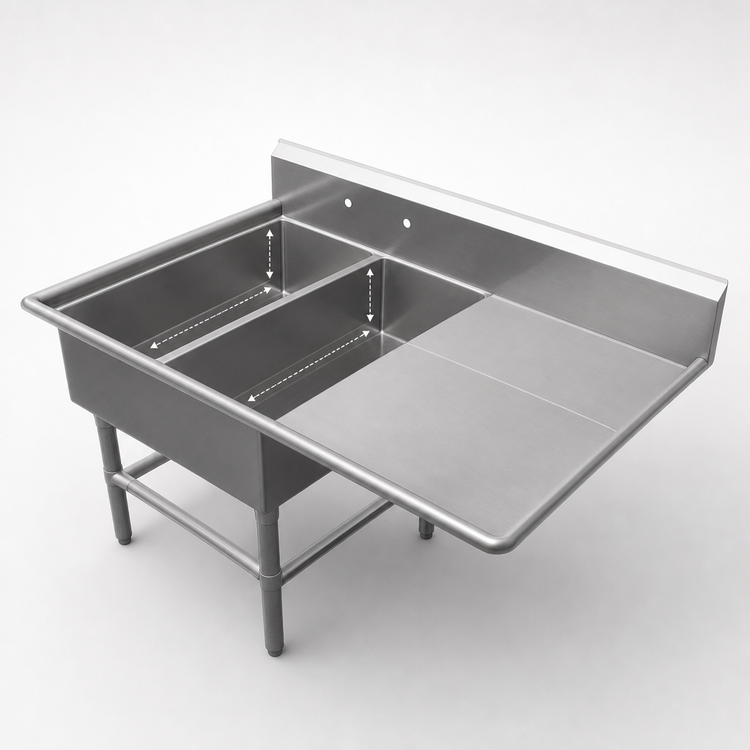 Product image #3 for John Boos Pro-Bowl 2-Compartment Platter Sink with 18" Right Drainboard