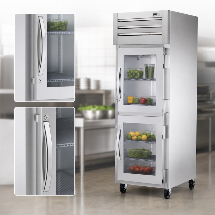 Product image #3 for True SPEC SERIES One-Section Reach-In Refrigerator with Two Half-Height Glass Swing Doors, Top-Mounted Self-Contained Refrigeration