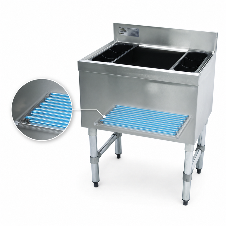 Product image #3 for Advance Tabco Underbar Basics 36-Inch Stainless Steel Bar Ice Bin with 10-Circuit Cold Plate