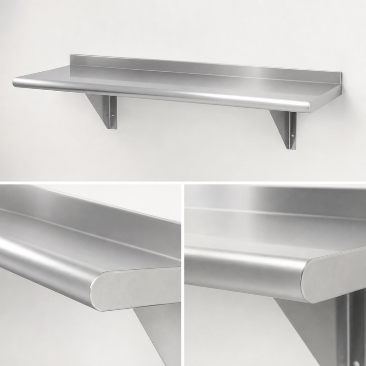 Product image #3 for 84-Inch x 10-Inch Wall-Mounted Stainless Steel Shelf, 18 Gauge