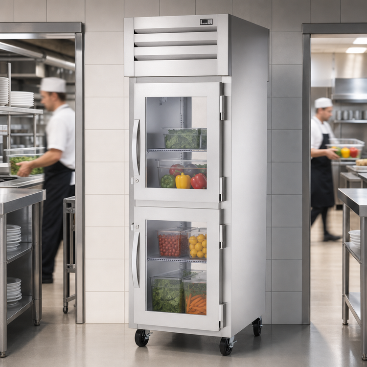 Product image #3 for True SPEC SERIES 1-Section Pass-Thru Reach-In Refrigerator with 2 Glass Half Front Doors and Rear Glass Door