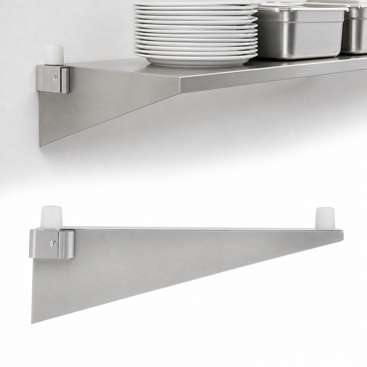 Product image #3 for Eagle Group Left Single-Knob Stainless Steel Shelf Bracket for Cantilevered Shelving, 14-Inch