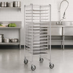 Thumbnail image #3 for Metro C5 RE3S Front-Loading Mobile Drying Rack, 20-Tray Capacity, 304 Stainless Steel, 3-Inch Wire Spacing