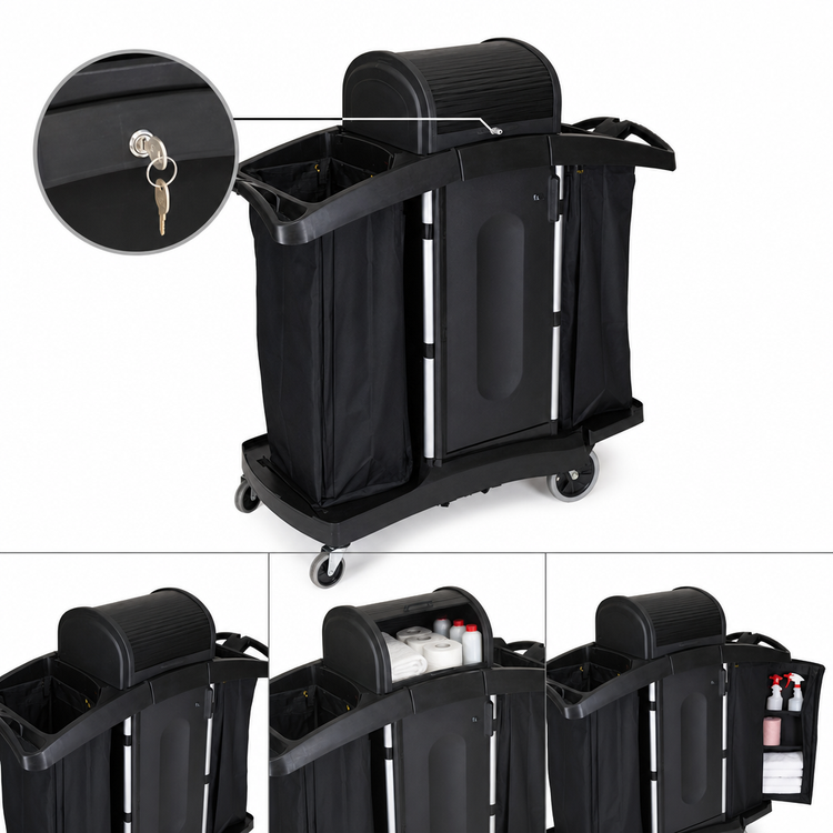 Product image #3 for Rubbermaid Commercial Compact Housekeeping Cart with Locking Security Hood and 5 Cu. Ft. Cabinet