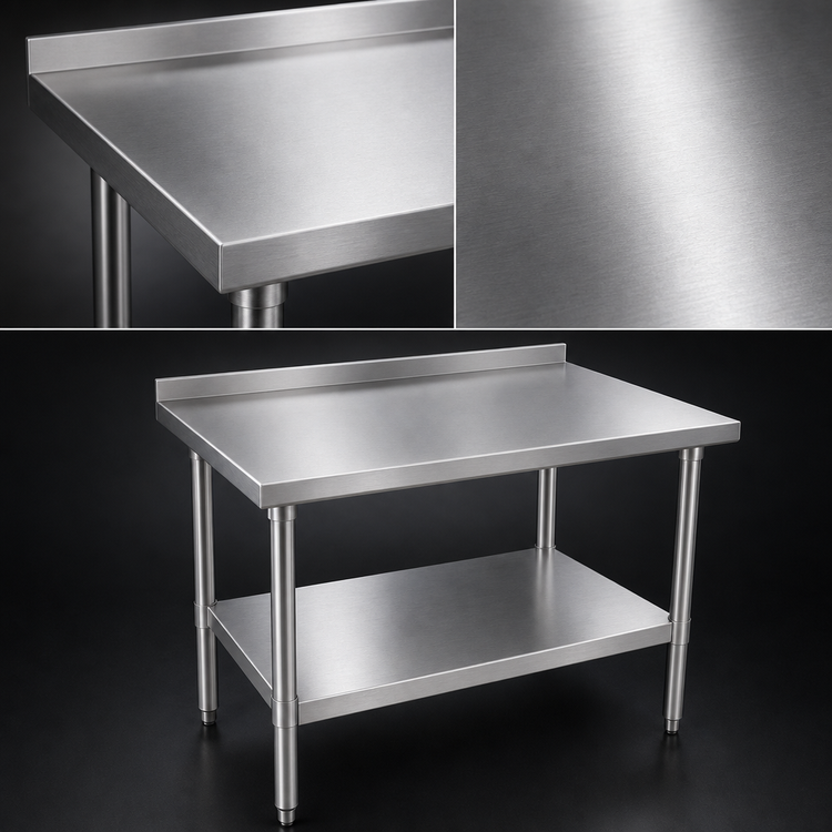 Product image #3 for John Boos Stallion 30" x 24" Stainless Steel Work Table with 1-1/2" Rear Up-Turn, Safety Edge, and Adjustable Undershelf