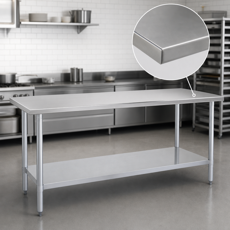 Product image #3 for Duke Stainless Steel Work Table with Galvanized Undershelf, No Backsplash, 144-Inch Long x 24-Inch Deep