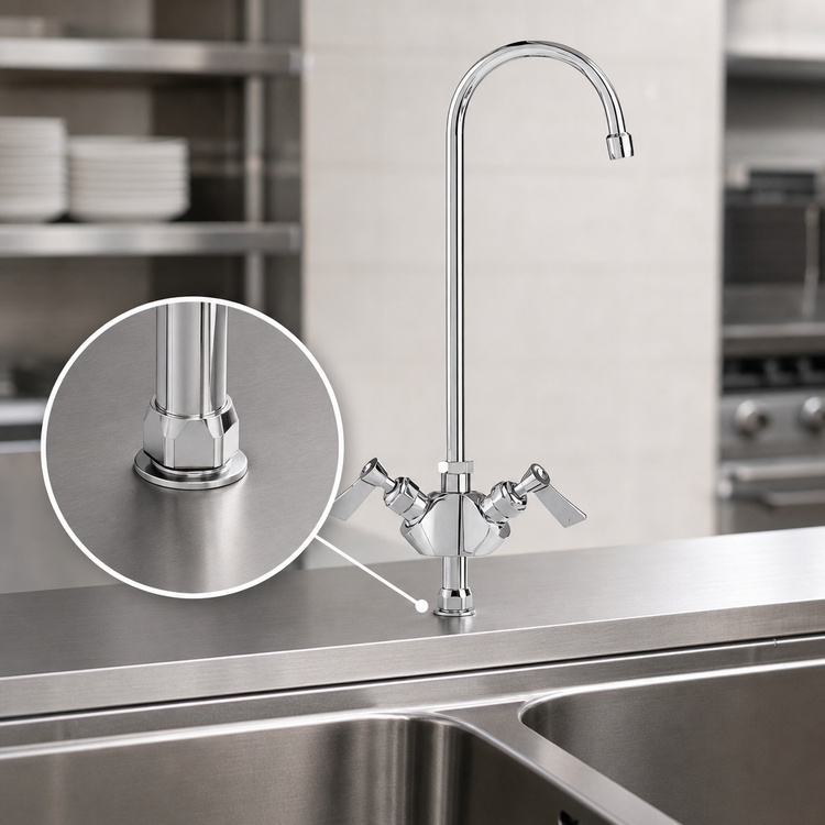 Product image #3 for Fisher 31150 Brass Deck-Mount Single-Hole Dual-Control Manual Faucet with 12-Inch Swivel Gooseneck Spout