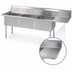 Thumbnail image #3 for BK Resources Three-Compartment Stainless Steel Sink with Right-Hand Drainboard, 62-1/2 Inch Wide