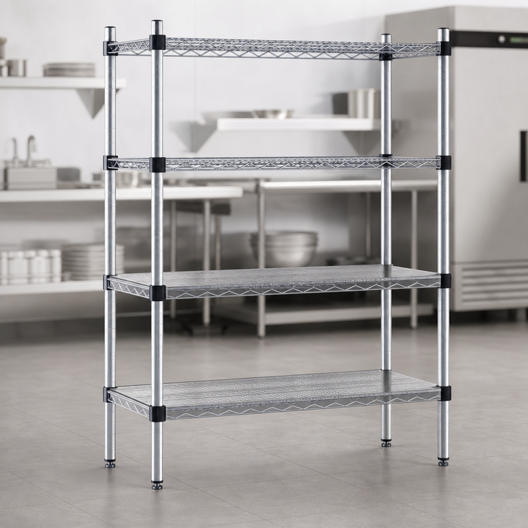 Product image #3 for EAGLEbrite Quad-Adjust® Stationary 4-Tier Wire Shelving Starter Unit, 36"W x 24"D x 74"H, Zinc Finish