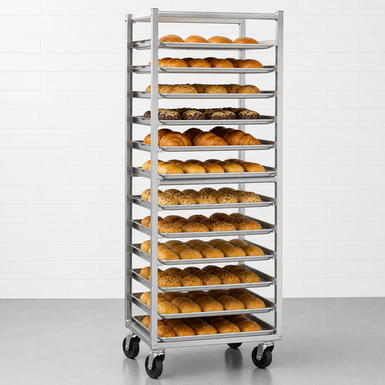 Product image #3 for New Age Mobile Full-Height Side-Loading Aluminum Bun Pan Rack, 12 Pan Capacity for 18 x 26 Inch Pans