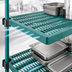 Thumbnail image #3 for QuadPlus 60 x 18 Inch Louvered Green Polymer Shelf Mat with MICROGARD Antimicrobial Protection and Wire Quad-Adjust Frame