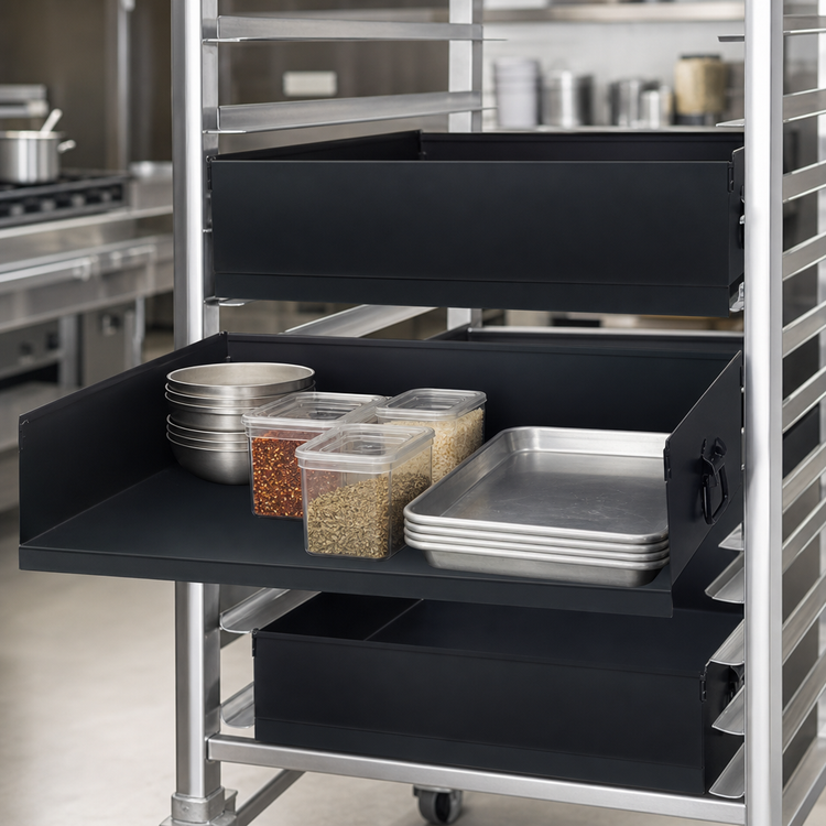 Product image #3 for Quantum Open Front Removable Tray for Tray Truck System, 36 x 15 x 6 Inches, Black Steel