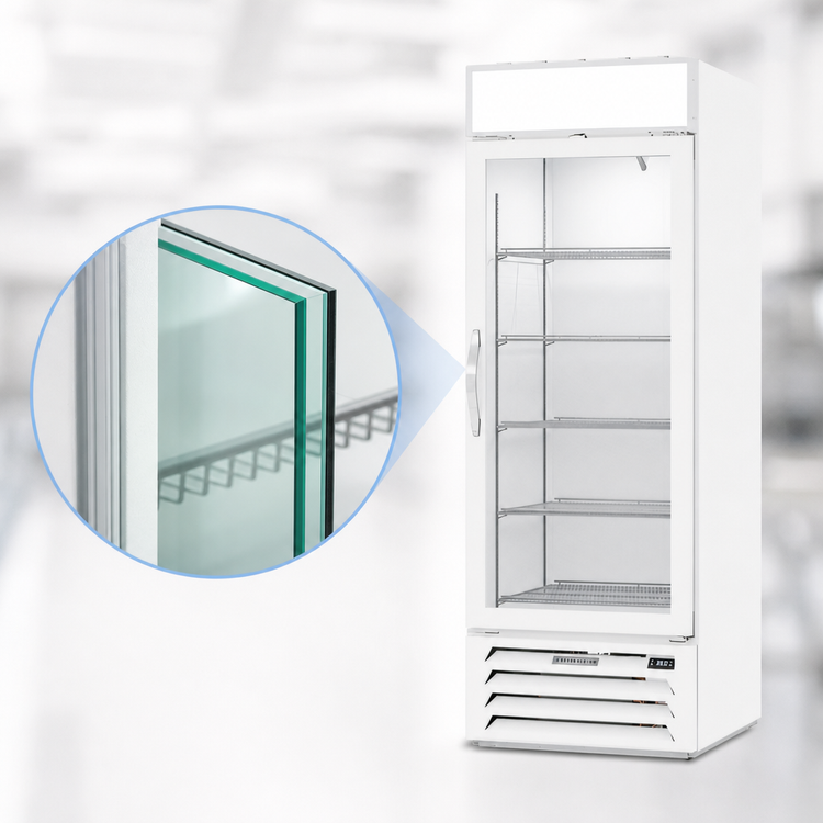 Product image #4 for Beverage-Air MarketMax 1-Section White Reach-In Glass Door Merchandiser Refrigerator, 19.08 Cu. Ft., Bottom Mount